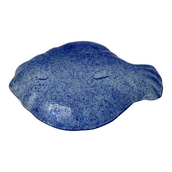 VTG Blue Bubble Art Glass FISH BOWL Trinket Dish 7x5 Soap Holder Jewelry Plate - Picture 3 of 5